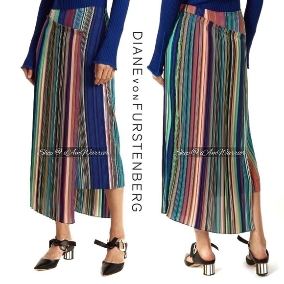 Diane VonFurstenberg striped faux wrap midi skirt *shop@iamwarrior